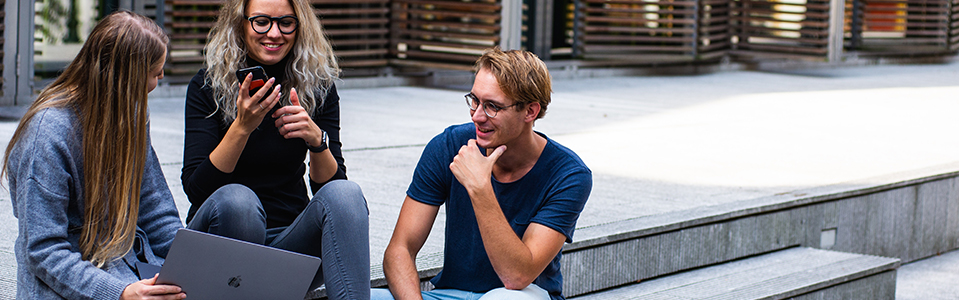 students on street